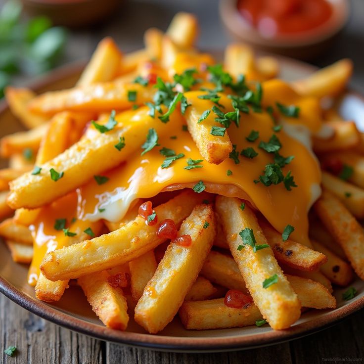 Papas con cheddar